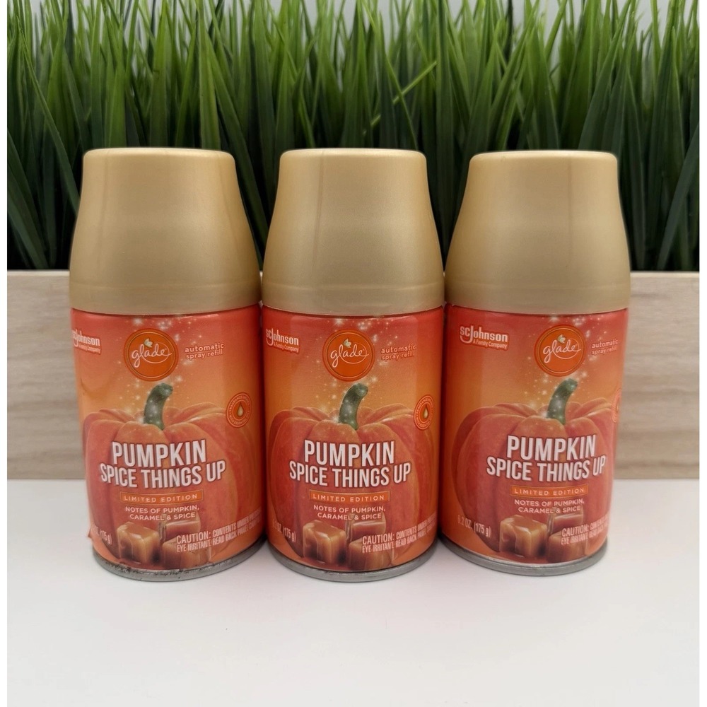 (3) Glade Pumpkin Spice Things Up Automatic Spray Refill 6.2 oz Each